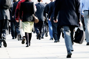 Crowd of people walking